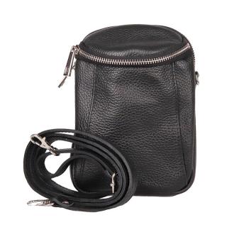 Dvouoddílová malá kožená černá crossbody kabelka Vera Pelle no. 72