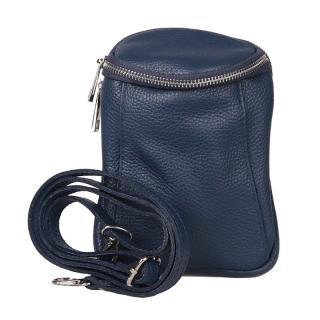 Dvouoddílová malá kožená tmavěmodrá crossbody kabelka Vera Pelle no. 72