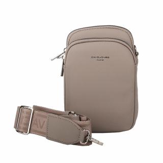 Dvouoddílová šedo-hnědá crossbody kabelka (taštička) na mobil David Jones CM6906A