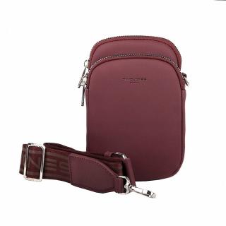 Dvouoddílová vínová crossbody kabelka (taštička) na mobil David Jones CM6906A