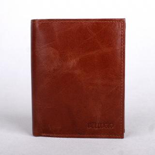 Hnědá (tan) pánská kožená peněženka BELLUGIO na výšku (AM-21-034)