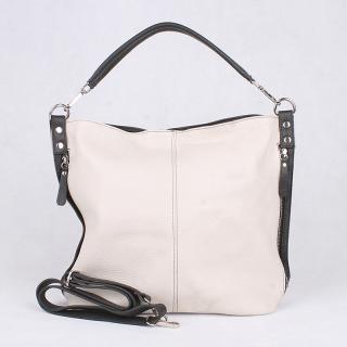 Kožená béžovo-černá kabelka na rameno i crossbody 7733