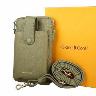 Kožená zelená crossbody kabelka (pouzdro na mobil) Gianni Conti