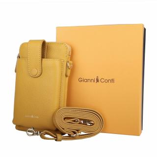 Kožená žlutá crossbody kabelka (pouzdro na mobil) Gianni Conti