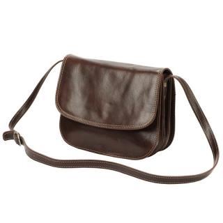 Lovecká tmavěhnědá středně velká kožená crossbody kabelka Florence no. 13