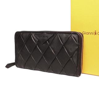 Luxusní celozipová černá kožená peněženka Gianni Conti no. 5098