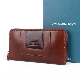 Luxusní celozipová hnědo-tmavěhnědá kožená peněženka Marta Ponti B513