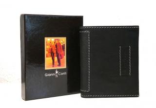 Luxusní černá pánská kožená peněženka Gianni Conti no. 997117 na výšku