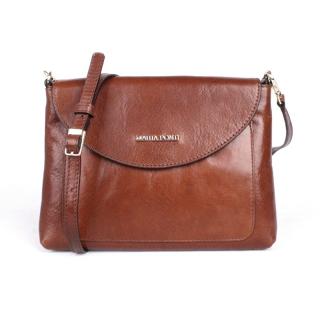 Luxusní hnědá dámská kožená crossbody kabelka Marta Ponti A16