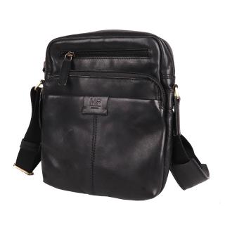 Luxusní kožená hladká černá crossbody taška Marta Ponti no. 007