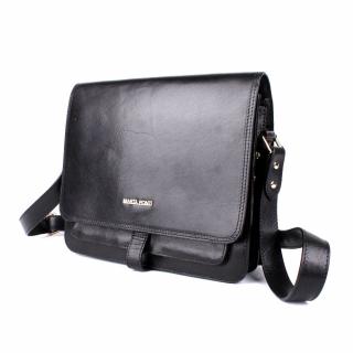 Luxusní střední černá dámská kožená crossbody kabelka Marta Ponti 218
