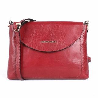 Luxusní tmavěčervená dámská kožená crossbody kabelka Marta Ponti A16