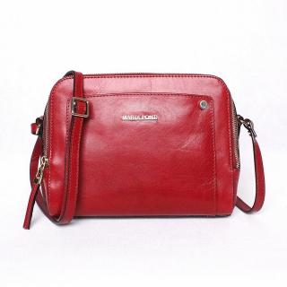 Luxusní tmavěčervená dámská kožená crossbody kabelka Marta Ponti no. A12