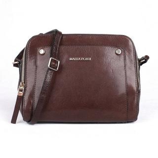 Luxusní tmavěhnědá dámská kožená crossbody kabelka Marta Ponti A12