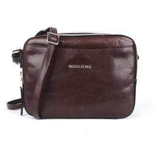 Luxusní tmavěhnědá dámská kožená crossbody kabelka Marta Ponti no. 8