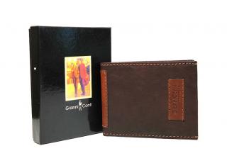 Luxusní tmavěhnědá-světlehnědá pánská kožená peněženka Gianni Conti no. 997144