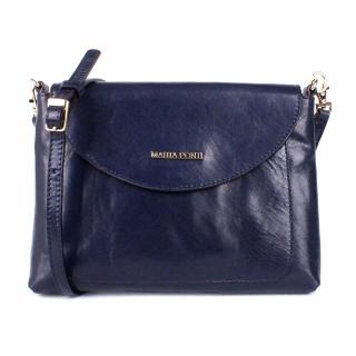 Luxusní tmavěmodrá dámská kožená crossbody kabelka Marta Ponti A16