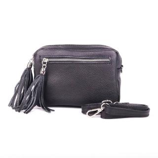 Malá černá kožená crossbody kabelka Vera Pelle no. 76