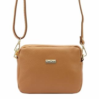 Malá hnědá kožená crossbody kabelka MiaMore no. 59