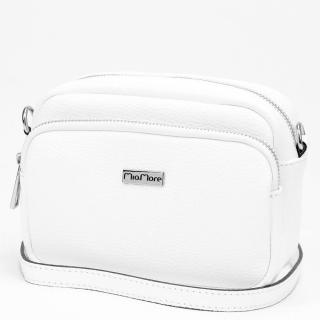 Malá kožená bílá crossbody kabelka Mia More no. 062 silver
