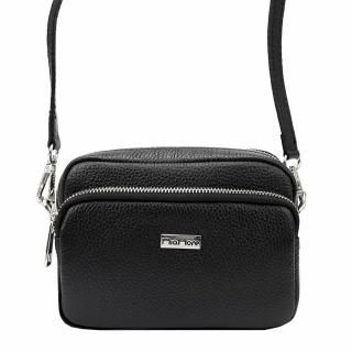 Malá kožená černá crossbody kabelka Mia More no. 062 silver