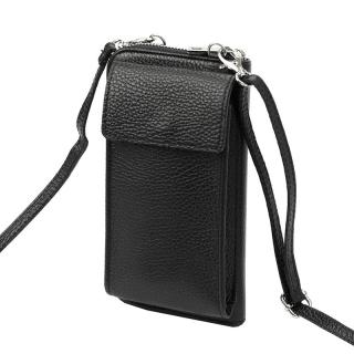 Malá kožená černá crossbody kabelka (pouzdro na mobil a peněženka) Gregorio 07