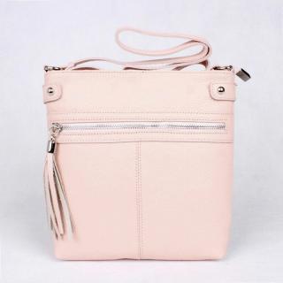 Malá kožená světlerůžová crossbody kabelka Vera Pelle no. 60