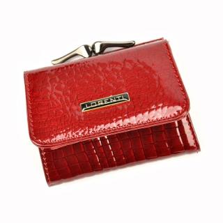 Malá lesklá kožená červená peněženka Lorenti 55287-RS
