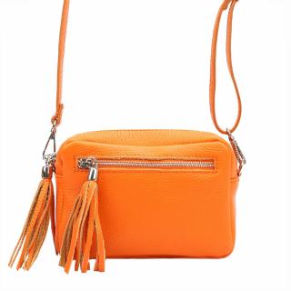 Malá oranžová kožená crossbody kabelka Vera Pelle no. 76