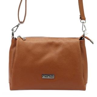 Malá/střední tříoddílová kožená hnědá crossbody kabelka Mia More no. 002