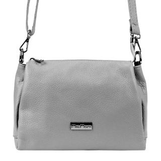 Malá/střední tříoddílová kožená šedá crossbody kabelka Mia More no. 002