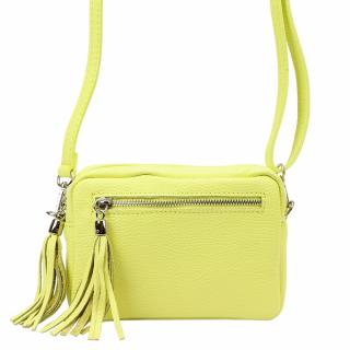 Malá světležlutá kožená crossbody kabelka Vera Pelle no. 76