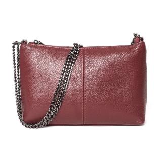 Malá tmavěčervená kožená kabelka na rameno/do ruky/crossbody Vera Pelle no. 32