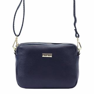 Malá tmavěmodrá kožená crossbody kabelka MiaMore no. 59