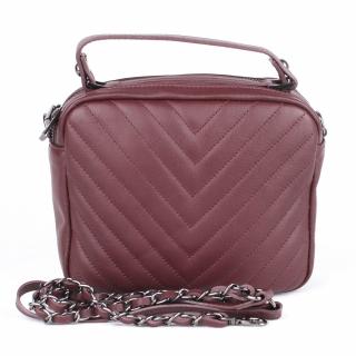 Malá vínová kožená kabelka do ruky/na rameno/crossbody Vera Pelle 302