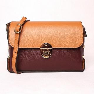 Malá vínovo-hnědá pevná kožená kabelka na rameno/crossbody Vera Pelle 331