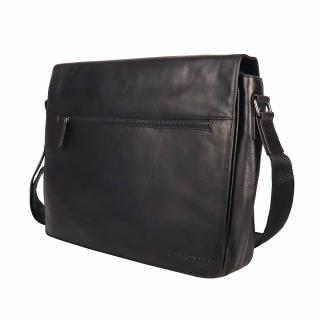 Opravdu velká kožená hladká černá crossbody taška GreenWood no. 835