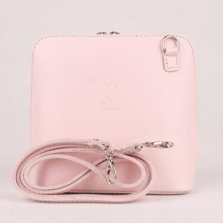 Růžová malá kožená crossbody kabelka no. 55