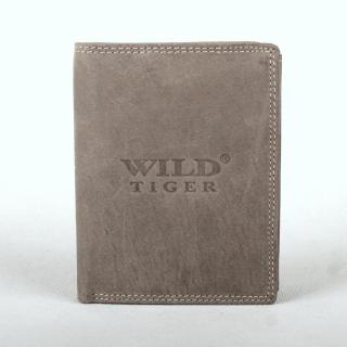 Šedá pánská kožená peněženka Wild Tiger na výšku