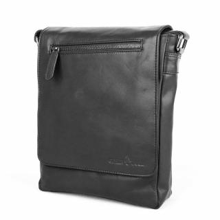 Středně velká černá kožená crossbody taška GreenWood no. 6308