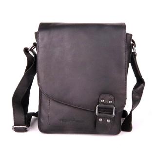 Středně velká černá kožená crossbody taška GreenWood no. 834