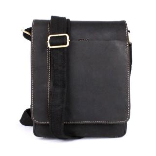 Středně velká černá kožená crossbody taška HGL no. 6025