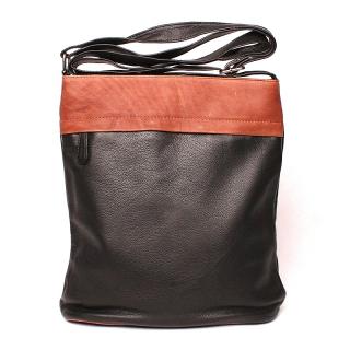 Středně velká černo-hnědá kožená crossbody kabelka CiNiNO no. 1465