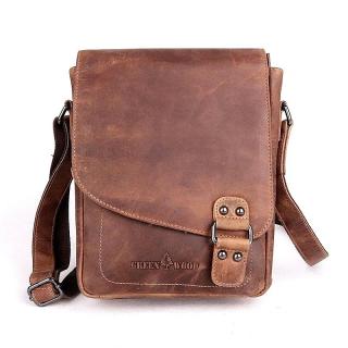 Středně velká hnědá kožená crossbody taška GreenWood no. 834