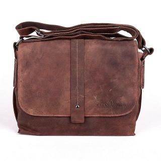 Středně velká kožená hladká hnědá crossbody taška GreenWood no. 4956