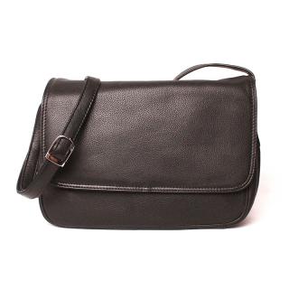 Středně velká pětioddílová černá kožená crossbody kabelka HGL no. 118