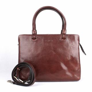 Střední elegantní hnědá kožená kabelka do ruky Gianni Conti 661