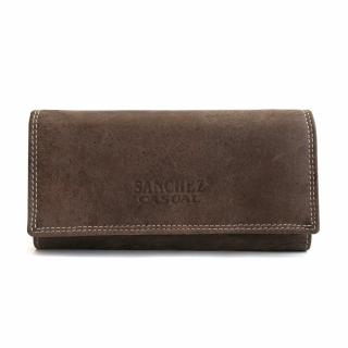 Tmavěhnědá kožená peněženka SANCHEZ CASUAL (ADS-08-063M)
