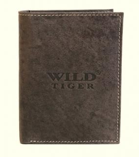 Tmavěhnědá pánská kožená peněženka Wild Tiger (AM-28-123) na výšku