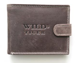 Tmavěhnědá pánská kožená peněženka WILD Tiger podélná